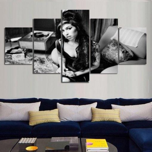 22789-NF Amy Winehouse Celebrity - 5 Panel Canvas Art Wall Decor