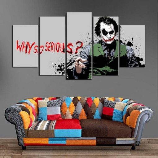 23076-NF The Dark Knight Joker Why So Serious Movie - 5 Panel Canvas Art Wall Decor