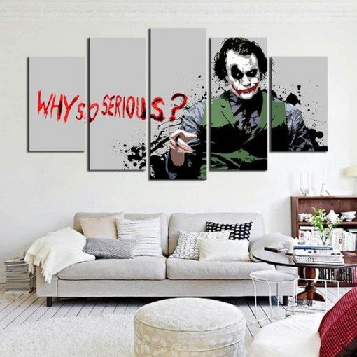 23076-NF The Dark Knight Joker Why So Serious Movie - 5 Panel Canvas Art Wall Decor