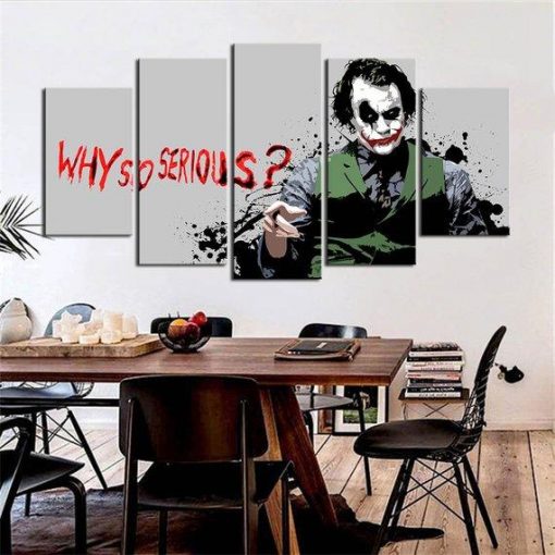 23076-NF The Dark Knight Joker Why So Serious Movie - 5 Panel Canvas Art Wall Decor