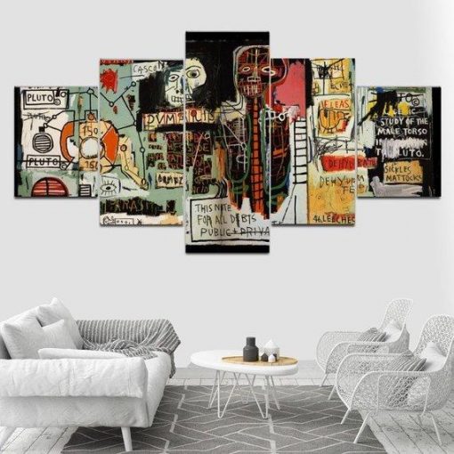 22256-NF Jean Michel Basquiat – Abstract - 5 Panel Canvas Art Wall Decor