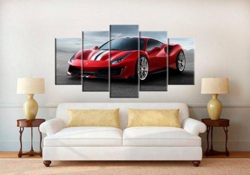 22628-NF Ferrari 488 Pista Supercar Luxury Car - 5 Panel Canvas Art Wall Decor