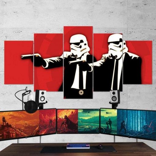 23077-NF Star Wars Pulp Fiction Parody Movie - 5 Panel Canvas Art Wall Decor