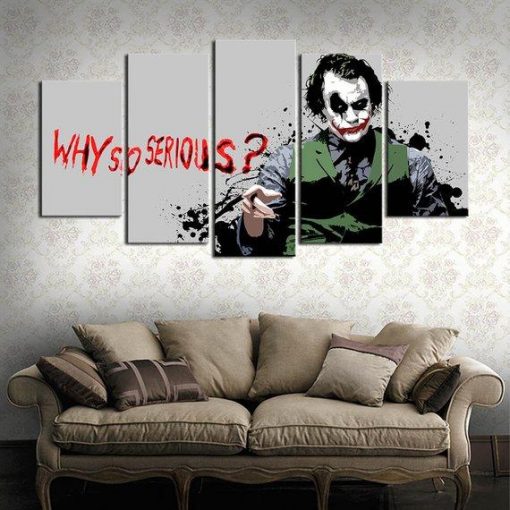 23076-NF The Dark Knight Joker Why So Serious Movie - 5 Panel Canvas Art Wall Decor