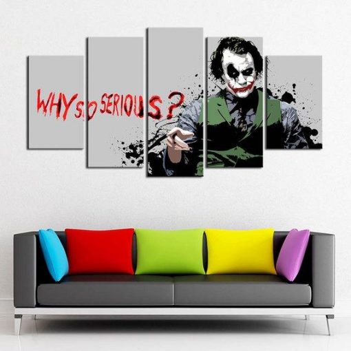 23076-NF The Dark Knight Joker Why So Serious Movie - 5 Panel Canvas Art Wall Decor