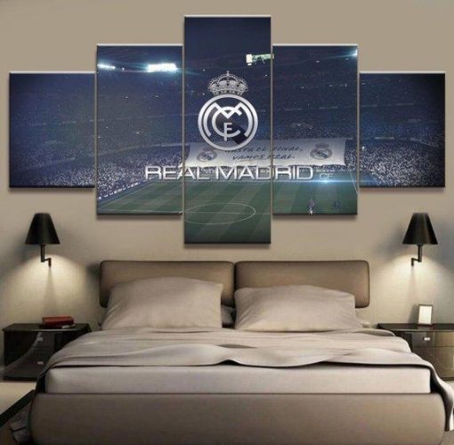 22783-NF Real Madrid Stadium Football With Logo Sport - 5 Panel Canvas Art Wall Decor