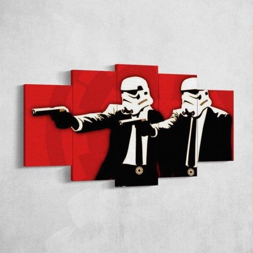 23077-NF Star Wars Pulp Fiction Parody Movie - 5 Panel Canvas Art Wall Decor