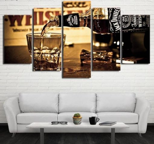 22231-NF Jack Daniels Whiskey Wine - 5 Panel Canvas Art Wall Decor