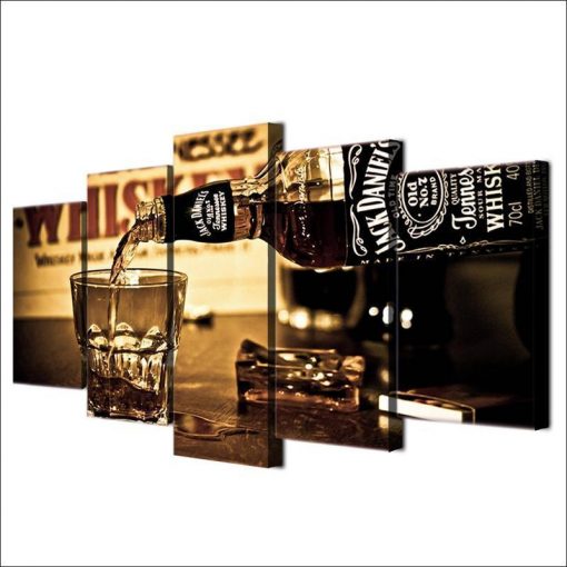 22231-NF Jack Daniels Whiskey Wine - 5 Panel Canvas Art Wall Decor