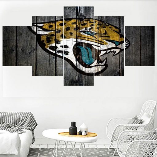 22378-NF Jacksonville Jaguars Logo Football - 5 Panel Canvas Art Wall Decor