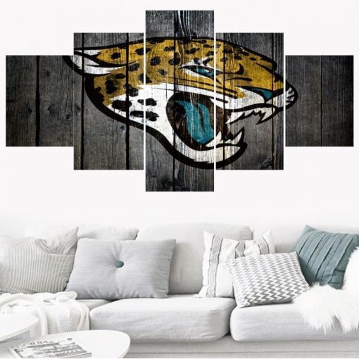 22378-NF Jacksonville Jaguars Logo Football - 5 Panel Canvas Art Wall Decor