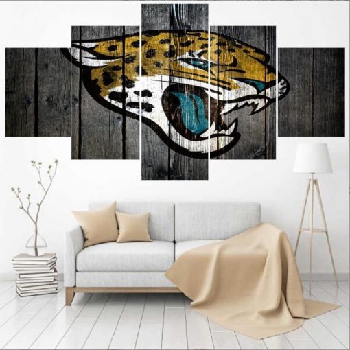 22378-NF Jacksonville Jaguars Logo Football - 5 Panel Canvas Art Wall Decor