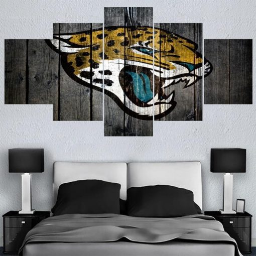 22378-NF Jacksonville Jaguars Logo Football - 5 Panel Canvas Art Wall Decor