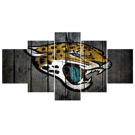 22378-NF Jacksonville Jaguars Logo Football - 5 Panel Canvas Art Wall Decor