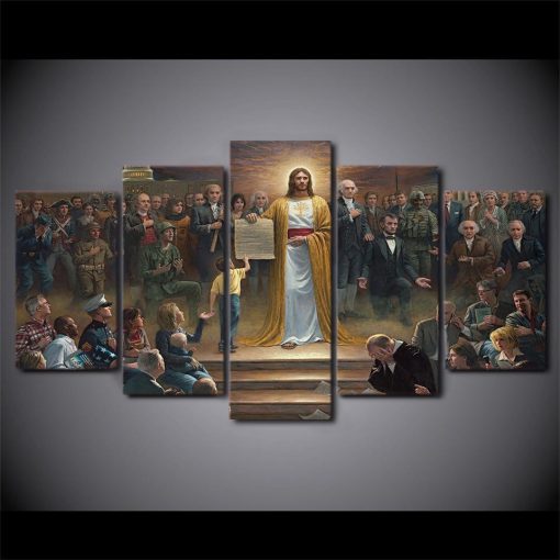 22975-NF Jesus Christ Returns To Earth Religion - 5 Panel Canvas Art Wall Decor