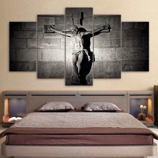 23433-NF Jesus On Cross - 5 Panel Canvas Art Wall Decor