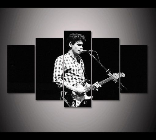 22588-NF John Mayer Singing And Playing Guitar Celebrity - 5 Panel Canvas Art Wall Decor