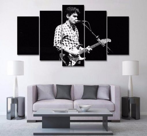 22588-NF John Mayer Singing And Playing Guitar Celebrity - 5 Panel Canvas Art Wall Decor