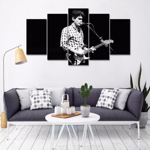 22588-NF John Mayer Singing And Playing Guitar Celebrity - 5 Panel Canvas Art Wall Decor