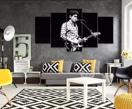 22588-NF John Mayer Singing And Playing Guitar Celebrity - 5 Panel Canvas Art Wall Decor