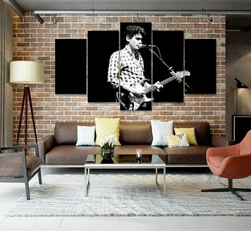 22588-NF John Mayer Singing And Playing Guitar Celebrity - 5 Panel Canvas Art Wall Decor