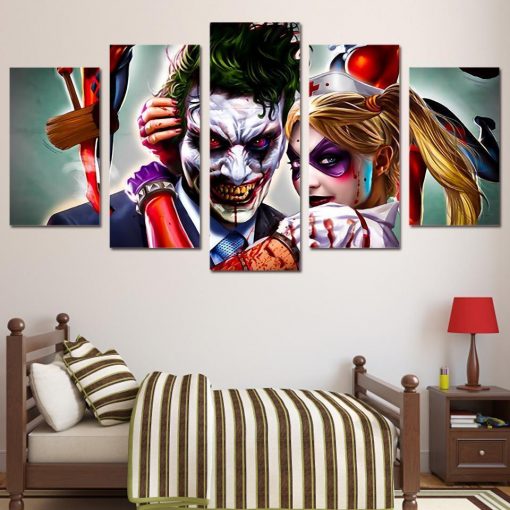 23427-NF Joker Harley Quinn - 5 Panel Canvas Art Wall Decor