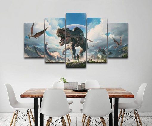 22727-NF Jurassic Park Dinosaurs Animal - 5 Panel Canvas Art Wall Decor