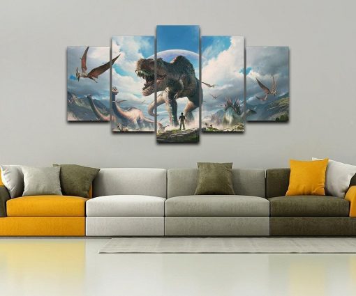 22727-NF Jurassic Park Dinosaurs Animal - 5 Panel Canvas Art Wall Decor