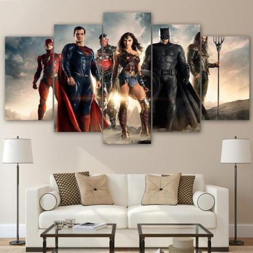 23419-NF Justice League 2 DC - 5 Panel Canvas Art Wall Decor