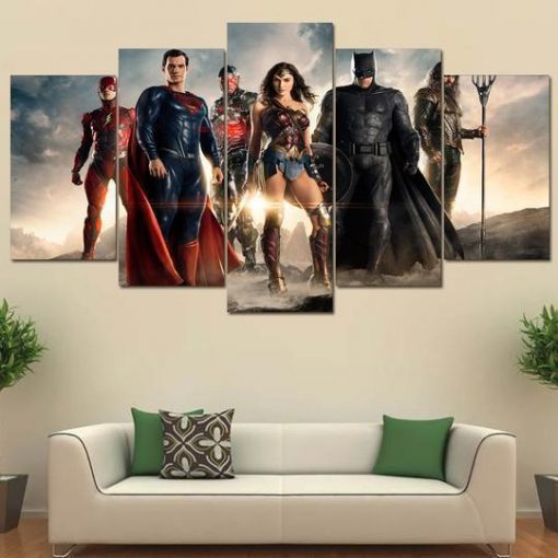 23419-NF Justice League 2 DC - 5 Panel Canvas Art Wall Decor