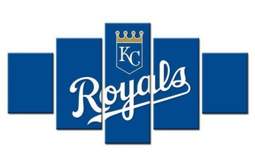 23410-NF Kansas City Royals Logo Baseball - 5 Panel Canvas Art Wall Decor