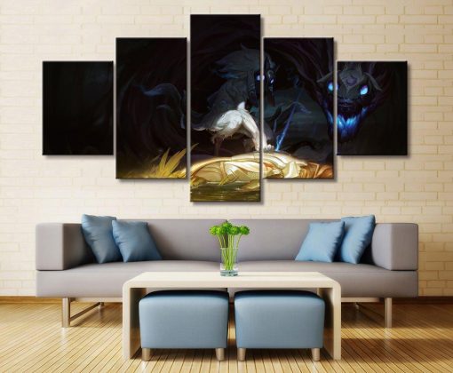 23399-NF LOL League Of Legends Kindred Game - 5 Panel Canvas Art Wall Decor