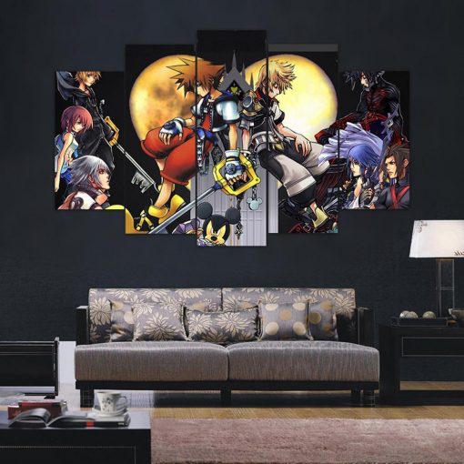 22500-NF Kingdom Hearts Cartoon - 5 Panel Canvas Art Wall Decor