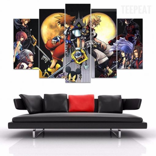 22500-NF Kingdom Hearts Cartoon - 5 Panel Canvas Art Wall Decor