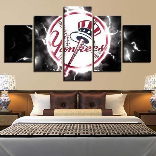 22631-NF New York Yankees Thunder Logo Baseball - 5 Panel Canvas Art Wall Decor