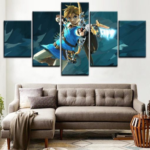 22726-NF Legend Of Zelda Breath Of The Wild 2 Gaming - 5 Panel Canvas Art Wall Decor