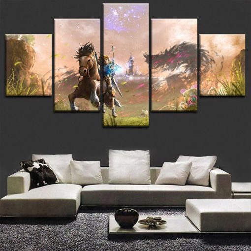 22969-NF Legend Of Zelda Breath Of The Wild 3 Gaming - 5 Panel Canvas Art Wall Decor