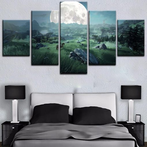 22228-NF Legend Of Zelda Landscape 1 Gaming - 5 Panel Canvas Art Wall Decor