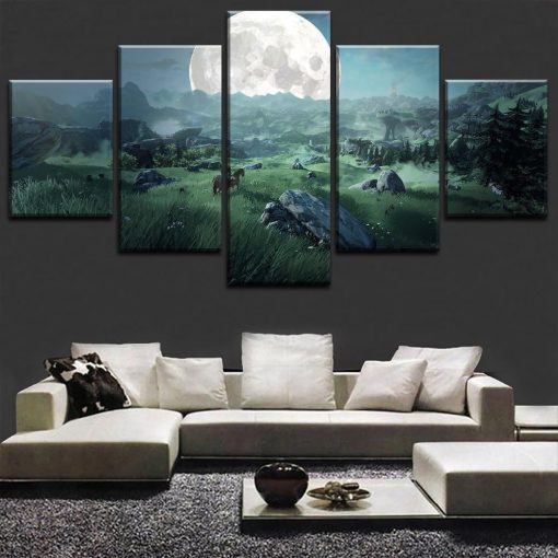 22228-NF Legend Of Zelda Landscape 1 Gaming - 5 Panel Canvas Art Wall Decor