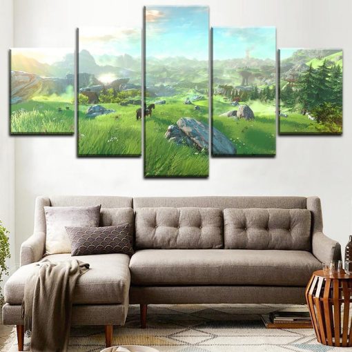 22968-NF Legend Of Zelda Landscape 2 Gaming - 5 Panel Canvas Art Wall Decor