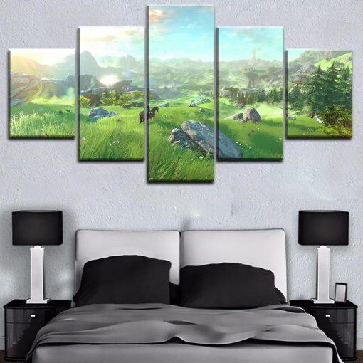 22968-NF Legend Of Zelda Landscape 2 Gaming - 5 Panel Canvas Art Wall Decor