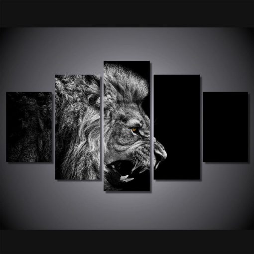 23406-NF Lion’s Roar Animal - 5 Panel Canvas Art Wall Decor