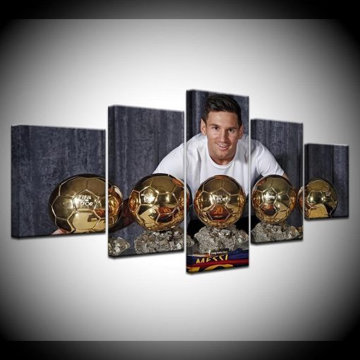 23404-NF Lionel Messi 5 Golden Globe Award Soccer - 5 Panel Canvas Art Wall Decor