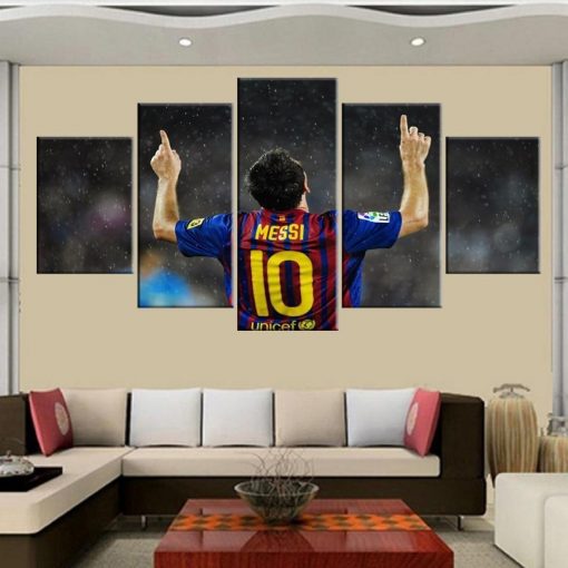 22962-NF Lionel Messi Praying Barcelona Soccer - 5 Panel Canvas Art Wall Decor