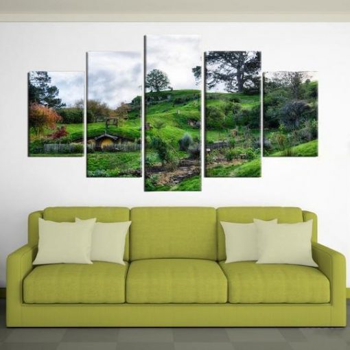 22404-NF Lord Of The Rings The Shire Hobbiton Movie - 5 Panel Canvas Art Wall Decor