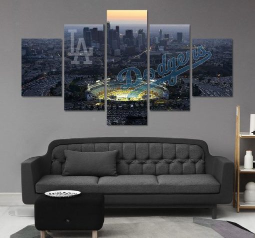 22562-NF Los Angeles Dodgers City Nature - 5 Panel Canvas Art Wall Decor