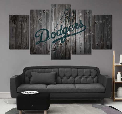 22665-NF Los Angeles Dodgers Logo Poster Baseball - 5 Panel Canvas Art Wall Decor