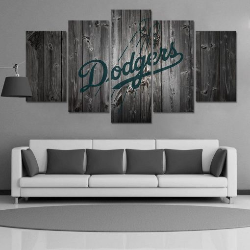 22665-NF Los Angeles Dodgers Logo Poster Baseball - 5 Panel Canvas Art Wall Decor