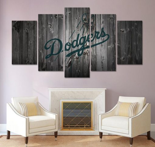 22665-NF Los Angeles Dodgers Logo Poster Baseball - 5 Panel Canvas Art Wall Decor