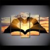 22561-NF Love Hands Sunset Together Shape Of Heart Sunset Gulf Nature - 5 Panel Canvas Art Wall Decor